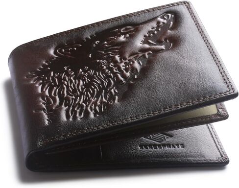 Wolf Large Wallets for Men Genuine Leather Bifold Extra Capacity Rfid Blocking Gifts for Him Husband (black) in Saudi Arabia