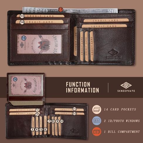 Wolf Large Wallets for Men Genuine Leather Bifold Extra Capacity Rfid Blocking Gifts for Him Husband (black) in Saudi Arabia