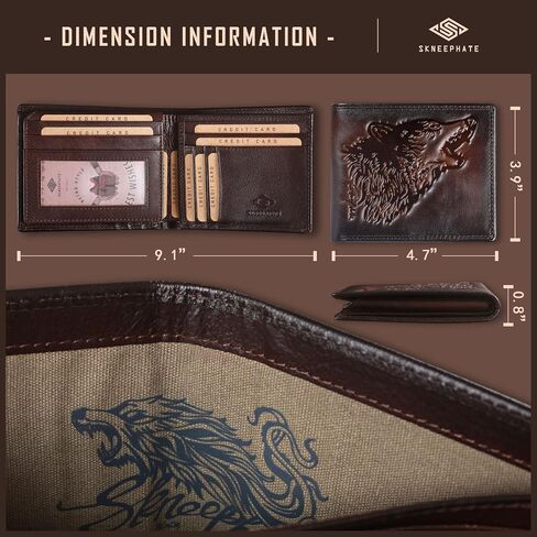 Wolf Large Wallets for Men Genuine Leather Bifold Extra Capacity Rfid Blocking Gifts for Him Husband (black) in Saudi Arabia