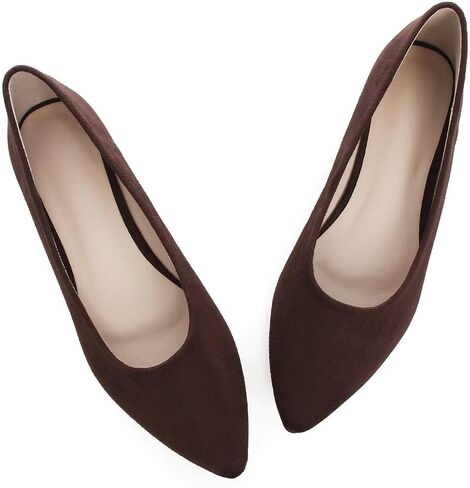 LUXINYU Cute Slip-On Flat Ballet Shoes Soft Suede Solid Classic Pointed Toe Flats Comfortable Dress Shoes in Kuwait