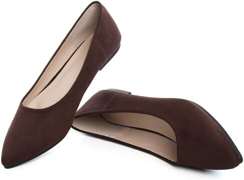 LUXINYU Cute Slip-On Flat Ballet Shoes Soft Suede Solid Classic Pointed Toe Flats Comfortable Dress Shoes in Kuwait