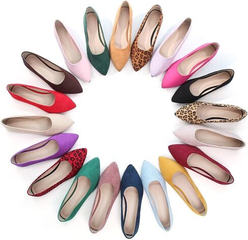 LUXINYU Cute Slip-On Flat Ballet Shoes Soft Suede Solid Classic Pointed Toe Flats Comfortable Dress Shoes in Kuwait