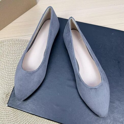 LUXINYU Cute Slip-On Flat Ballet Shoes Soft Suede Solid Classic Pointed Toe Flats Comfortable Dress Shoes in Kuwait