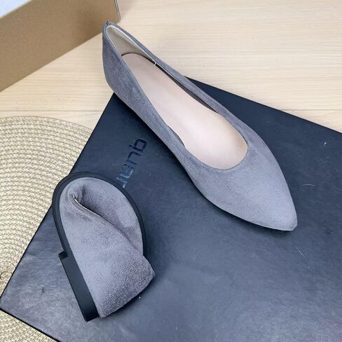 LUXINYU Cute Slip-On Flat Ballet Shoes Soft Suede Solid Classic Pointed Toe Flats Comfortable Dress Shoes in Kuwait