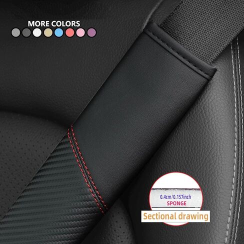 2PCS Car Seat Belt Cover, Carbon Fiber Vehicle Safety Seatbelt Shoulder Strap Protector, Breathable Leather Automotive Interior Harness Pad Accessories, Universal for Most Cars (Blue) in Saudi Arabia