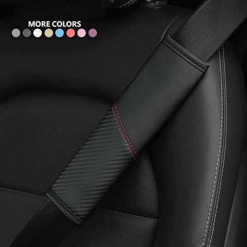 2PCS Car Seat Belt Cover, Carbon Fiber Vehicle Safety Seatbelt Shoulder Strap Protector, Breathable Leather Automotive Interior Harness Pad Accessories, Universal for Most Cars (Blue) in Saudi Arabia