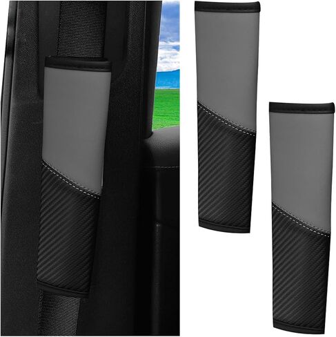 2PCS Car Seat Belt Cover, Carbon Fiber Vehicle Safety Seatbelt Shoulder Strap Protector, Breathable Leather Automotive Interior Harness Pad Accessories, Universal for Most Cars (Blue) in Saudi Arabia