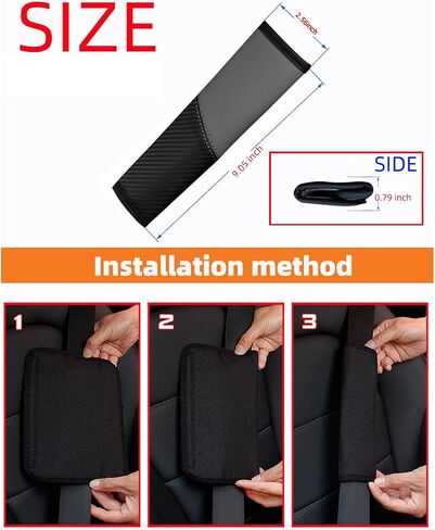 2PCS Car Seat Belt Cover, Carbon Fiber Vehicle Safety Seatbelt Shoulder Strap Protector, Breathable Leather Automotive Interior Harness Pad Accessories, Universal for Most Cars (Blue) in Saudi Arabia