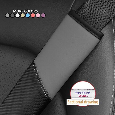 2PCS Car Seat Belt Cover, Carbon Fiber Vehicle Safety Seatbelt Shoulder Strap Protector, Breathable Leather Automotive Interior Harness Pad Accessories, Universal for Most Cars (Blue) in Saudi Arabia