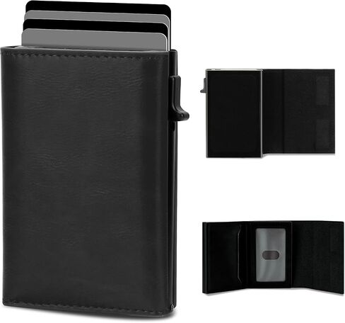 Wallet for Men-RFID Blocking Pop Up Card Holder, Slim Metal Case, Magnetic Closure, 9-14 Card Capacity, ID Window, Cash Slot, Anti-Theft Protection, Minimalist Carbon Fiber Style in Saudi Arabia