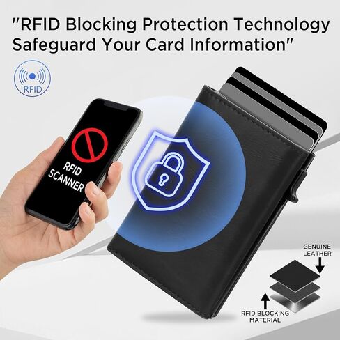 Wallet for Men-RFID Blocking Pop Up Card Holder, Slim Metal Case, Magnetic Closure, 9-14 Card Capacity, ID Window, Cash Slot, Anti-Theft Protection, Minimalist Carbon Fiber Style in Saudi Arabia