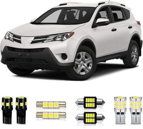 White LED Bulbs Package Kit Compatible with 2006-2012 2013 2014 2015 Toyota RAV4 Interior Map Dome Light + License Plate Light and Install Tool, 8 Piece in Saudi Arabia
