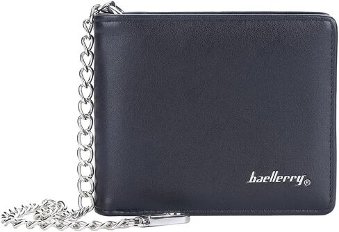 PINKPIN Mens Wallet with Chain, PU Leather Card Wallet Anti-Theft Short Wallet Chain for Biker, Motorcycle (Brown) in Kuwait
