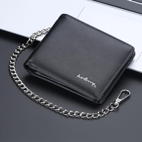 PINKPIN Mens Wallet with Chain, PU Leather Card Wallet Anti-Theft Short Wallet Chain for Biker, Motorcycle (Brown) in Kuwait