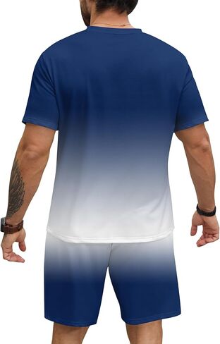 LecGee Men's Graphic 2 Piece Outfits Tropical Short Sleeve T Shirt Tee Hawaiian Shirts Casual Short Sets Tracksuit in Saudi Arabia