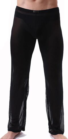 Mens Mesh See Through Pants Sexy Pajamas Bottoms Sheer Lounge Pants Summer Cool in Saudi Arabia