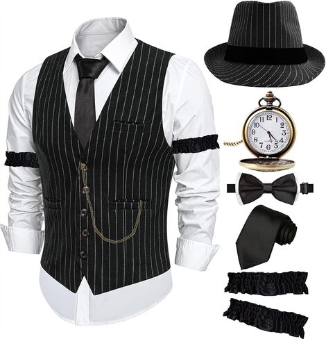 Zeroshop Halloween 1920s Costume Costume Peaky Blinders Roaring 20S Gangster Mobster Outfit in Kuwait