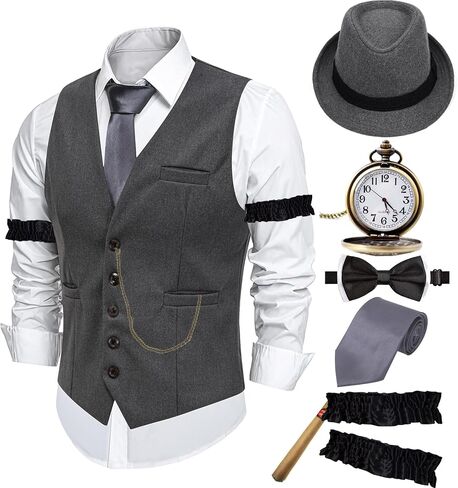 Zeroshop Halloween 1920s Costume Costume Peaky Blinders Roaring 20S Gangster Mobster Outfit in Kuwait