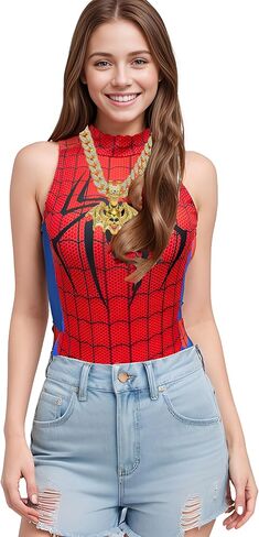Womens Sexy Sleeveless One Piece High Neck Bodysuit Top, Rave Outfit Halloween Costume in Saudi Arabia