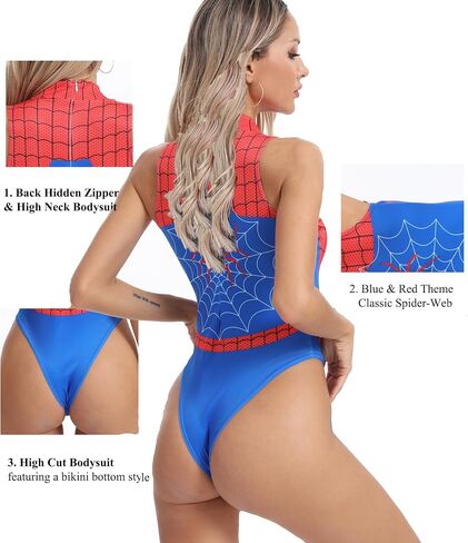 Womens Sexy Sleeveless One Piece High Neck Bodysuit Top, Rave Outfit Halloween Costume in Saudi Arabia