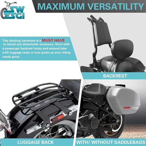 Docking Hardware Kit for Detachable Sissy Bar Luggage Racks for Harley Softail Deluxe Standard Low Rider Street Bob Fat Bob Sport Glide 114 FLDE FLHC FLSB FLSL FXBB FXFB 2018-2025 (2018 Later) in Saudi Arabia