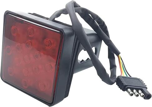Trailer Hitch Light, 15 LED Super Bright Waterproof Brake Light Driving Light, 2" Square Receiver Plug and Play Wiring Harness Towing Bayonet Tail Light, for Trucks SUVs RVs (Red) in Kuwait