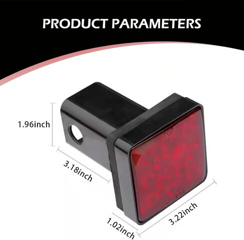 Trailer Hitch Light, 15 LED Super Bright Waterproof Brake Light Driving Light, 2" Square Receiver Plug and Play Wiring Harness Towing Bayonet Tail Light, for Trucks SUVs RVs (Red) in Kuwait