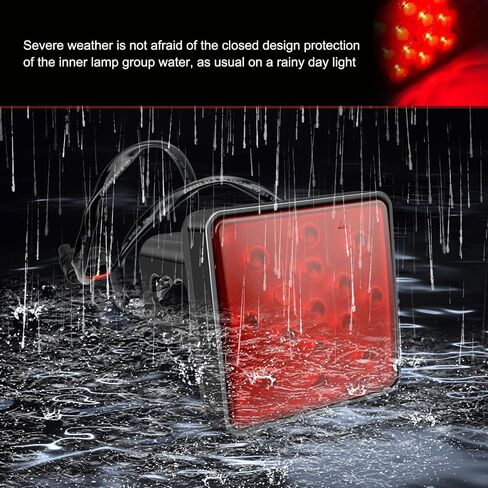 Trailer Hitch Light, 15 LED Super Bright Waterproof Brake Light Driving Light, 2" Square Receiver Plug and Play Wiring Harness Towing Bayonet Tail Light, for Trucks SUVs RVs (Red) in Kuwait