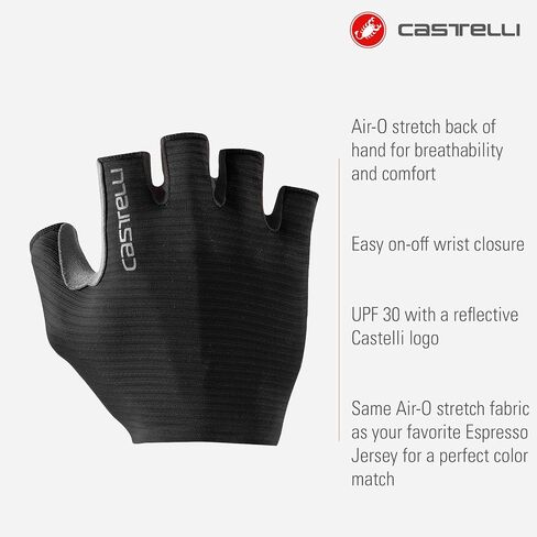 CASTELLI Men’s Espresso Glove, Short-Finger Cycling Gloves with Padding & UPF Protection for Road & Gravel Biking in Kuwait