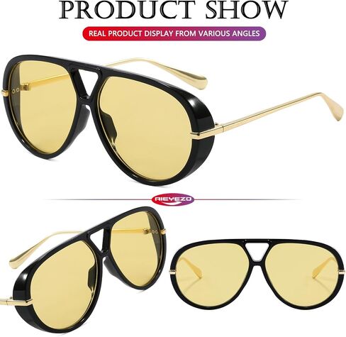 AIEYEZO Oversized Aviator Sunglasses for Women Men Retro Trendy Shield Sun Glasses Big Large Fashion Vintage Shades in Saudi Arabia