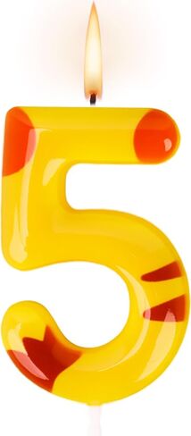 Cartoon Yellow Birthday Candles, Number Candles for Birthday Party Cake Decorations Supplies (Yellow, Number 5) in Saudi Arabia