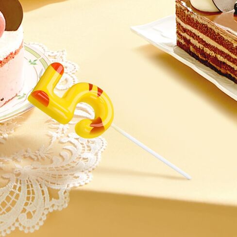 Cartoon Yellow Birthday Candles, Number Candles for Birthday Party Cake Decorations Supplies (Yellow, Number 5) in Saudi Arabia