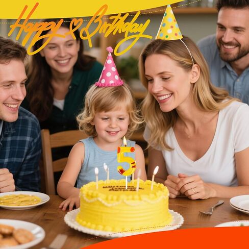Cartoon Yellow Birthday Candles, Number Candles for Birthday Party Cake Decorations Supplies (Yellow, Number 5) in Saudi Arabia