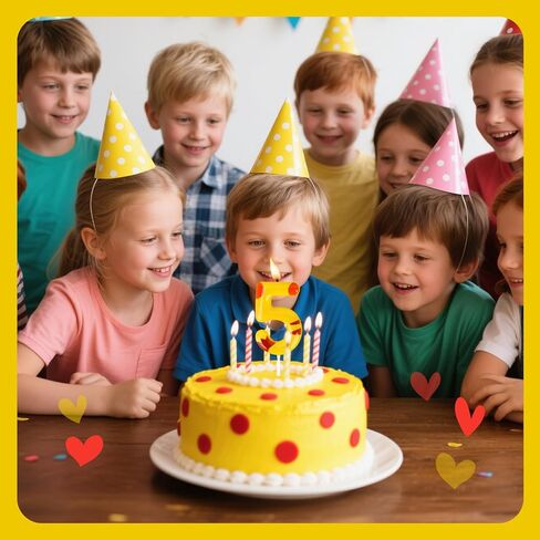 Cartoon Yellow Birthday Candles, Number Candles for Birthday Party Cake Decorations Supplies (Yellow, Number 5) in Saudi Arabia
