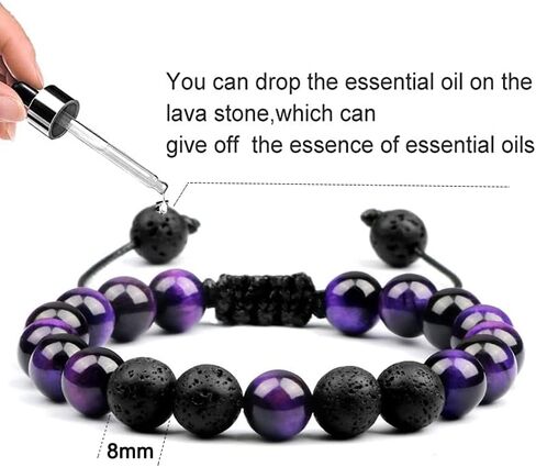 Wrist Beads Braclets for Men,Men Women 8mm Tiger Eye Lava Rock Bracelet Gifts for Men&Women Bracelet Adjustable Bracelet Aromatherapy Essential Oil Diffuser Lava Stone Bracelets for Men in Kuwait