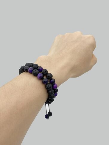 Wrist Beads Braclets for Men,Men Women 8mm Tiger Eye Lava Rock Bracelet Gifts for Men&Women Bracelet Adjustable Bracelet Aromatherapy Essential Oil Diffuser Lava Stone Bracelets for Men in Kuwait