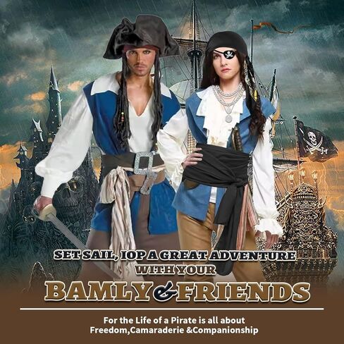 6 Pcs Women Pirate Costume Set for Men, Pirate Accessories with Bandana Hat Head Scarf Eye Patch Sash Belt for Party Outfit in Saudi Arabia