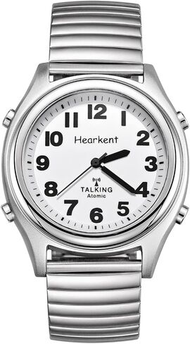 Atomic American English Talking Watch Speaks Clear and Loud Time, Date and Alarm time Stretch Band is Best Gift for Senior,Visually impaired, or Blind People in Saudi Arabia