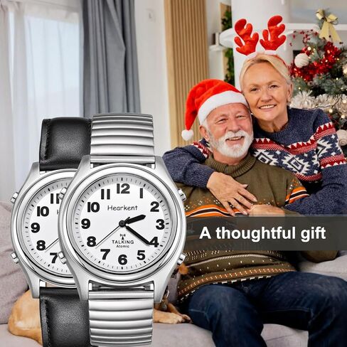 Atomic American English Talking Watch Speaks Clear and Loud Time, Date and Alarm time Stretch Band is Best Gift for Senior,Visually impaired, or Blind People in Saudi Arabia