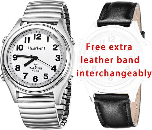 Atomic American English Talking Watch Speaks Clear and Loud Time, Date and Alarm time Stretch Band is Best Gift for Senior,Visually impaired, or Blind People in Saudi Arabia