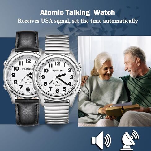 Atomic American English Talking Watch Speaks Clear and Loud Time, Date and Alarm time Stretch Band is Best Gift for Senior,Visually impaired, or Blind People in Saudi Arabia