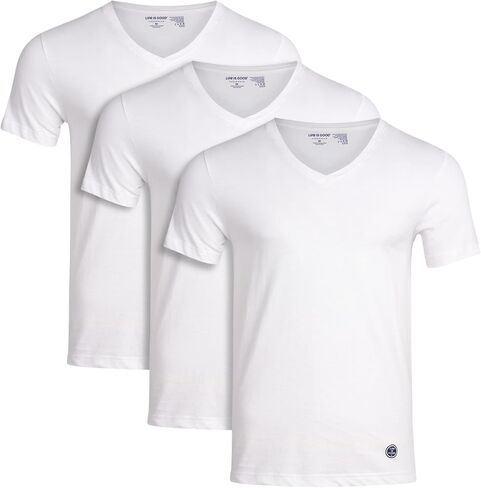 Life Is Good Mens Undershirts - 3 Pack Cotton Cotton Mens Crew Neck & V neck infershirts for Men (الأحجام: S -XL) in Saudi Arabia