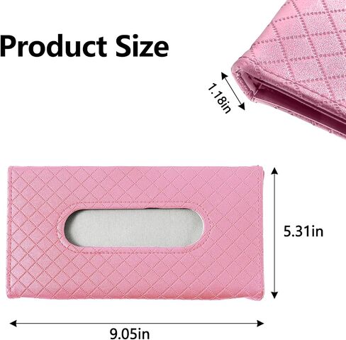 Car Tissue Holder, Auto Sun Visor Napkin Holder Mask Holder, Premium PU Leather Car Tissue Holder Visor Tissue Dispenser, Universal Sun Visor Tissue Box for Most Vehicle (Plaid-Pink) in Kuwait
