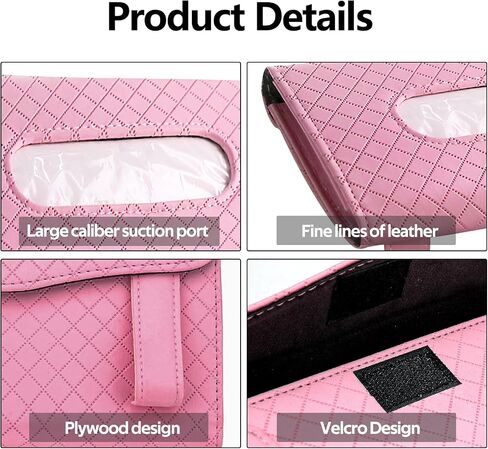 Car Tissue Holder, Auto Sun Visor Napkin Holder Mask Holder, Premium PU Leather Car Tissue Holder Visor Tissue Dispenser, Universal Sun Visor Tissue Box for Most Vehicle (Plaid-Pink) in Kuwait