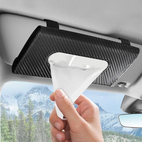 Car Tissue Holder, Auto Sun Visor Napkin Holder Mask Holder, Premium PU Leather Car Tissue Holder Visor Tissue Dispenser, Universal Sun Visor Tissue Box for Most Vehicle (Plaid-Pink) in Kuwait