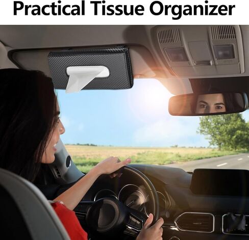 Car Tissue Holder, Auto Sun Visor Napkin Holder Mask Holder, Premium PU Leather Car Tissue Holder Visor Tissue Dispenser, Universal Sun Visor Tissue Box for Most Vehicle (Plaid-Pink) in Kuwait