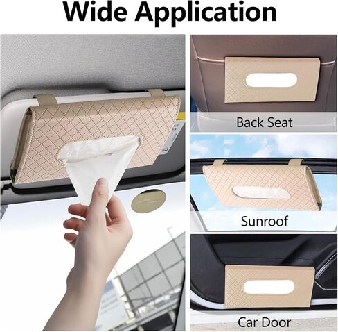 Car Tissue Holder, Auto Sun Visor Napkin Holder Mask Holder, Premium PU Leather Car Tissue Holder Visor Tissue Dispenser, Universal Sun Visor Tissue Box for Most Vehicle (Plaid-Pink) in Kuwait