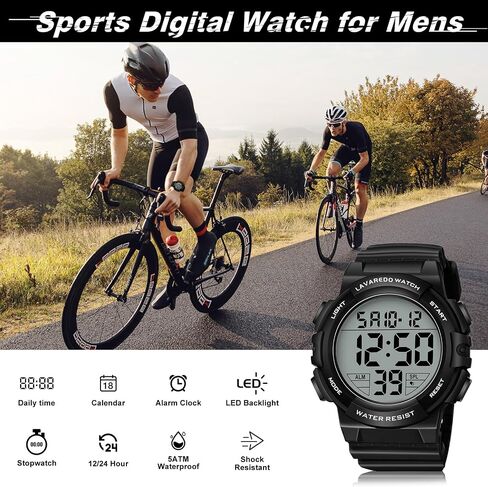 Mens Digital Watch, Sport Military Watches for Men Waterproof LED Screen Large Face Tactical Watch with Backlight Alarm Stopwatch Wrist Watch in Saudi Arabia