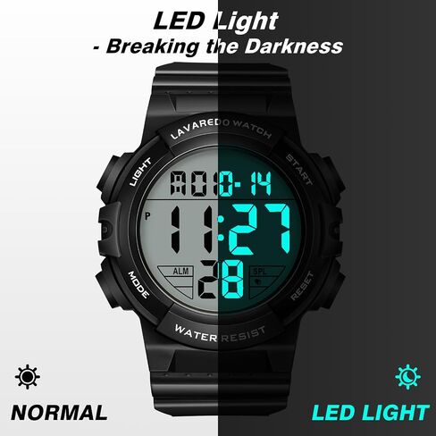Mens Digital Watch, Sport Military Watches for Men Waterproof LED Screen Large Face Tactical Watch with Backlight Alarm Stopwatch Wrist Watch in Saudi Arabia