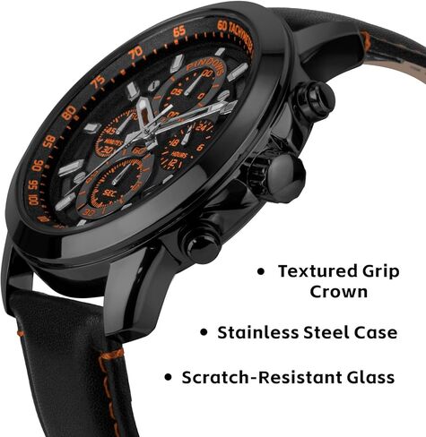 الساعات Pindows للرجال ، ورجال Quartz Quartz Chronograph يشاهد أعمالًا مقاومة للماء ، فستان غير رسمي مع حزام من الجلد الأسود البني الأسود in Kuwait